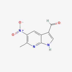 B1343731 6-methyl-5-nitro-1H-pyrrolo[2,3-b]pyridine-3-carbaldehyde CAS No. 1000340-24-8