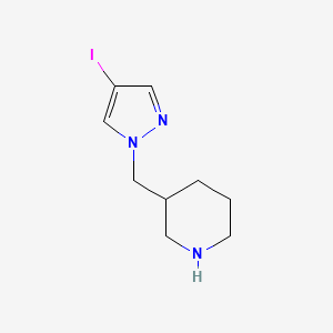 molecular formula C9H14IN3 B13437691 3-((4-iodo-1H-pyrazol-1-yl)methyl)piperidine 