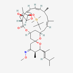 molecular formula C43H67NO8Si B13437730 (1R,4S,4'Z,5'S,6R,6'S,8R,10Z,13R,14Z,16Z,20R,21R,24S)-21-[tert-butyl(dimethyl)silyl]oxy-24-hydroxy-4'-methoxyimino-5',11,13,22-tetramethyl-6'-[(E)-4-methylpent-2-en-2-yl]spiro[3,7,19-trioxatetracyclo[15.6.1.14,8.020,24]pentacosa-10,14,16,22-tetraene-6,2'-oxane]-2-one 