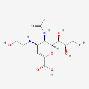 molecular formula C13H22N2O8 B13438650 (2R,3R,4S)-3-acetamido-4-(2-hydroxyethylamino)-2-[(1S,2R)-1,2,3-trihydroxypropyl]-3,4-dihydro-2H-pyran-6-carboxylic acid 