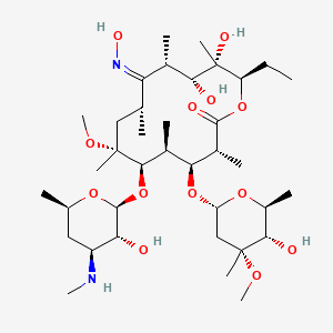 molecular formula C37H68N2O13 B13438686 (3R,4S,5S,6R,7R,9R,10Z,11S,12R,13S,14R)-14-ethyl-12,13-dihydroxy-10-hydroxyimino-4-[(2R,4R,5S,6S)-5-hydroxy-4-methoxy-4,6-dimethyloxan-2-yl]oxy-6-[(2S,3R,4S,6R)-3-hydroxy-6-methyl-4-(methylamino)oxan-2-yl]oxy-7-methoxy-3,5,7,9,11,13-hexamethyl-oxacyclotetradecan-2-one 