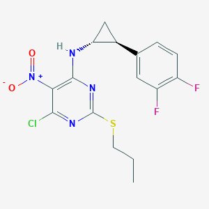 6-Chloro-N-((1R,2S)-2-(3,4-difluorophenyl)cyclopropyl)-5-nitro-2-(propylthio)pyrimidin-4-amine