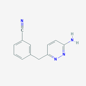 molecular formula C12H10N4 B1343942 3-[(6-Amino-3-pyridazinyl)methyl]benzonitrile CAS No. 874338-92-8