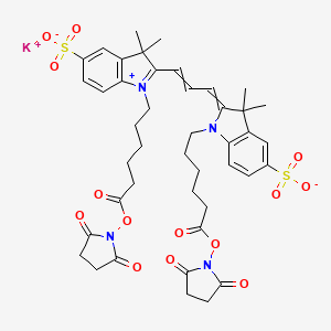 potassium;1-[6-(2,5-dioxopyrrolidin-1-yl)oxy-6-oxohexyl]-2-[3-[1-[6-(2,5-dioxopyrrolidin-1-yl)oxy-6-oxohexyl]-3,3-dimethyl-5-sulfonatoindol-1-ium-2-yl]prop-2-enylidene]-3,3-dimethylindole-5-sulfonate