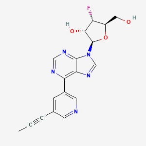 molecular formula C18H16FN5O3 B13439448 (2R,3S,4S,5R)-4-fluoro-5-(hydroxymethyl)-2-[6-(5-prop-1-ynylpyridin-3-yl)purin-9-yl]oxolan-3-ol 