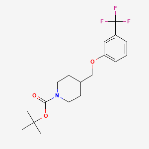 molecular formula C18H24F3NO3 B1343971 叔丁基 4-((3-(三氟甲基)苯氧基)甲基)哌啶-1-羧酸酯 CAS No. 954229-23-3