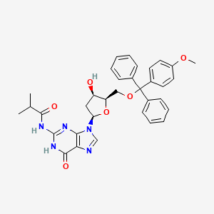 molecular formula C34H35N5O6 B13439816 N-[9-[(2R,4R,5R)-4-hydroxy-5-[[(4-methoxyphenyl)-diphenylmethoxy]methyl]oxolan-2-yl]-6-oxo-1H-purin-2-yl]-2-methylpropanamide 