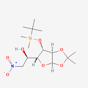 molecular formula C15H29NO7Si B13439934 6-Deoxy-3-O-[(1,1-dimethylethyl)dimethylsilyl]-1,2-O-(1-methylethylidene)-6-nitro-alpha-D-glucofuranose 