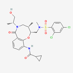 N-[(2R,3S)-2-[[(2,4-dichlorophenyl)sulfonyl-methylamino]methyl]-5-[(2R)-1-hydroxypropan-2-yl]-3-methyl-6-oxo-3,4-dihydro-2H-1,5-benzoxazocin-10-yl]cyclopropanecarboxamide