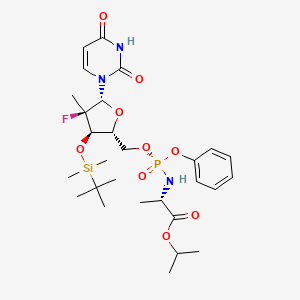 N-[[P(S),2'R]-2'-deoxy-3'-O-[(1,1-dimethylethyl)dimethylsilyl]-2'-fluoro-2'-methyl-P-phenyl-5'-uridylyl]-L-alanine 1-Methylethyl Ester