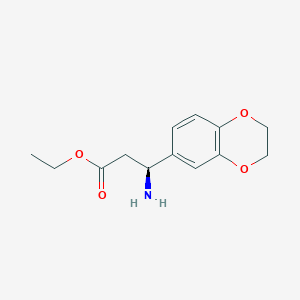 molecular formula C13H17NO4 B13440147 ethyl (3S)-3-amino-3-(2,3-dihydro-1,4-benzodioxin-6-yl)propanoate 