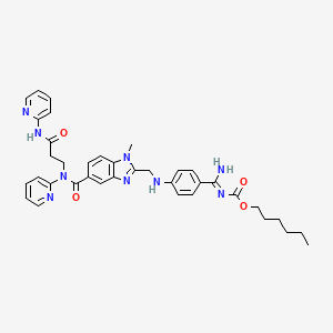 molecular formula C37H41N9O4 B13440221 hexyl (NZ)-N-[amino-[4-[[1-methyl-5-[[3-oxo-3-(pyridin-2-ylamino)propyl]-pyridin-2-ylcarbamoyl]benzimidazol-2-yl]methylamino]phenyl]methylidene]carbamate 