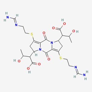 molecular formula C24H34N6O8S2 B13440336 2-[4,10-bis[2-(aminomethylideneamino)ethylsulfanyl]-12-(1-carboxy-2-hydroxypropyl)-2,8-dioxo-1,7-diazatricyclo[7.3.0.03,7]dodeca-3,9-dien-6-yl]-3-hydroxybutanoic acid 