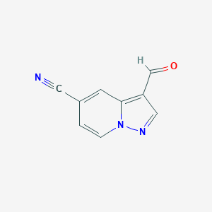 molecular formula C9H5N3O B1344036 3-甲酰基吡唑并[1,5-a]吡啶-5-腈 CAS No. 1101120-05-1