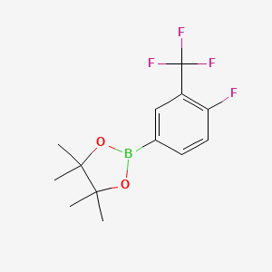 molecular formula C13H15BF4O2 B1344045 2-(4-氟-3-(三氟甲基)苯基)-4,4,5,5-四甲基-1,3,2-二氧杂硼环 CAS No. 445303-14-0