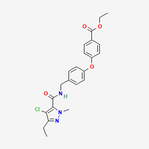 molecular formula C23H24ClN3O4 B13440564 Ethyl 4-[4-[[[(4-chloro-3-ethyl-1-methyl-1H-pyrazol-5-yl)carbonyl]amino]methyl]phenoxy]benzoate 