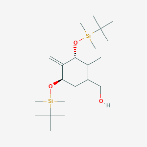 molecular formula C21H42O3Si2 B13440593 (3R,5R)-3,5-Bis[[(1,1-dimethylethyl)dimethylsilyl]oxy]-2-methyl-4-methylene-1-cyclohexene-1-methanol 