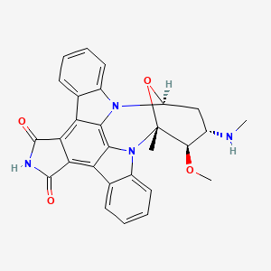 molecular formula C28H24N4O4 B13440952 (2R,3R,4S,6S)-3-Methoxy-2-methyl-4-(methylamino)-29-oxa-1,7,17-triazaoctacyclo[12.12.2.12,6.07,28.08,13.015,19.020,27.021,26]nonacosa-8,10,12,14,19,21,23,25,27-nonaene-16,18-dione CAS No. 125035-83-8