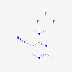 molecular formula C7H4ClF3N4 B1344175 2-氯-4-[(2,2,2-三氟乙基)氨基]嘧啶-5-腈 CAS No. 389606-51-3