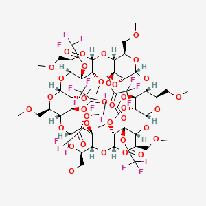 [(1R,3R,5R,6R,8R,10R,11R,13R,15R,16R,18R,20R,21R,23R,25R,26R,28R,30R,31S,32R,33S,34R,35S,36R,37S,38R,39S,40R,41S,42R)-32,34,36,38,40,42-hexamethoxy-5,10,15,20,25,30-hexakis(methoxymethyl)-33,35,37,39,41-pentakis[(2,2,2-trifluoroacetyl)oxy]-2,4,7,9,12,14,17,19,22,24,27,29-dodecaoxaheptacyclo[26.2.2.23,6.28,11.213,16.218,21.223,26]dotetracontan-31-yl] 2,2,2-trifluoroacetate