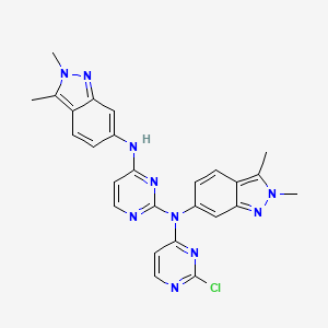 molecular formula C26H23ClN10 B13442354 N2-(2-Chloropyrimidin-4-yl)-N2,N4-bis(2,3-dimethyl-2H-indazol-6-yl)pyrimidine-2,4-diamine CAS No. 1226500-02-2