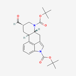 molecular formula C25H32N2O5 B13442754 1,6-Bis-boc-8b-formyl-ergoline 