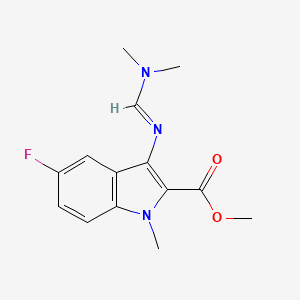 molecular formula C14H16FN3O2 B13442778 Methyl 3-([(1E)-(dimethylamino)methylene]amino)-5-fluoro-1-methyl-1H-indole-2-carboxylate 