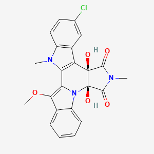 molecular formula C23H18ClN3O5 B13443068 (11R,15S)-7-chloro-11,15-dihydroxy-23-methoxy-3,13-dimethyl-3,13,16-triazahexacyclo[14.7.0.02,10.04,9.011,15.017,22]tricosa-1(23),2(10),4(9),5,7,17,19,21-octaene-12,14-dione 