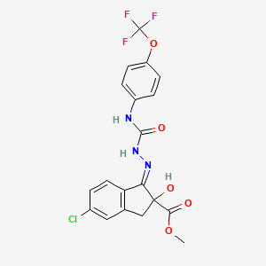 methyl (3E)-6-chloro-2-hydroxy-3-[[4-(trifluoromethoxy)phenyl]carbamoylhydrazinylidene]-1H-indene-2-carboxylate