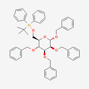 molecular formula C50H54O6Si B13443466 tert-butyl-diphenyl-[[(2R,3R,4S,5S,6S)-3,4,5,6-tetrakis(phenylmethoxy)oxan-2-yl]methoxy]silane 