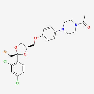 molecular formula C23H25BrCl2N2O4 B13443756 Piperazine, 1-acetyl-4-[4-[[2-(bromomethyl)-2-(2,4-dichlorophenyl)-1,3-dioxolan-4-yl]methoxy]phenyl]-, (2S-cis)- CAS No. 142128-65-2