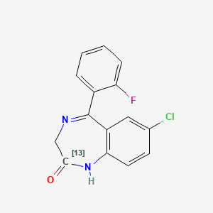 molecular formula C15H10ClFN2O B13443913 nor-Flurazepam-13C 