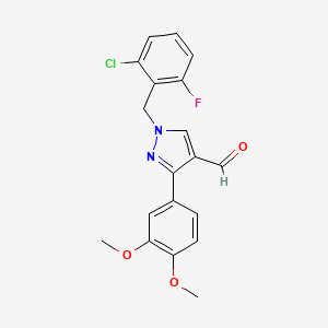 molecular formula C19H16ClFN2O3 B1344392 1-(2-chloro-6-fluorobenzyl)-3-(3,4-dimethoxyphenyl)-1H-pyrazole-4-carbaldehyde CAS No. 1007192-89-3