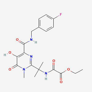 Ethyl 2-[[1-[4-[[[(4-fluorophenyl)methyl]amino]carbonyl]-1,6-dihydro-5-hydroxy-1-methyl-6-oxo-2-pyrimidinyl]-1-methylethyl]amino]-2-oxoacetate