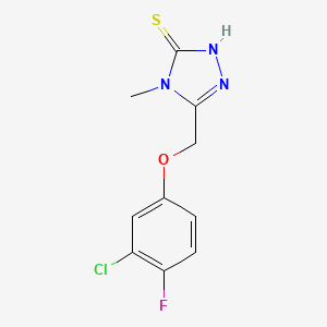 molecular formula C10H9ClFN3OS B1344411 5-[(3-chloro-4-fluorophenoxy)methyl]-4-methyl-4H-1,2,4-triazole-3-thiol CAS No. 861410-48-2