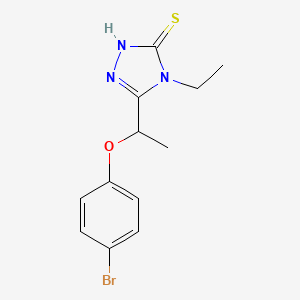molecular formula C12H14BrN3OS B1344413 5-[1-(4-bromophenoxy)ethyl]-4-ethyl-4H-1,2,4-triazole-3-thiol CAS No. 862663-34-1