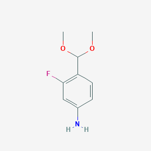 molecular formula C9H12FNO2 B13444144 4-(Dimethoxymethyl)-3-fluoroaniline 