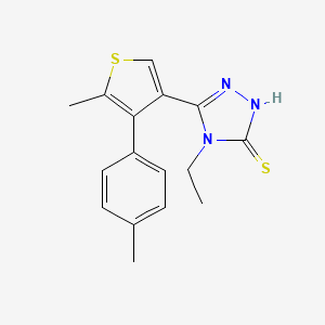 molecular formula C16H17N3S2 B1344417 4-ethyl-5-[5-methyl-4-(4-methylphenyl)thien-3-yl]-4H-1,2,4-triazole-3-thiol CAS No. 862652-86-6