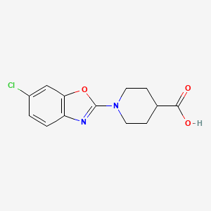 molecular formula C13H13ClN2O3 B1344423 1-(6-Chloro-1,3-benzoxazol-2-yl)piperidine-4-carboxylic acid CAS No. 1035840-81-3