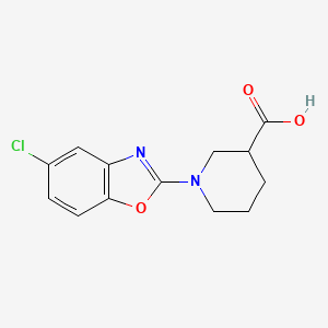 molecular formula C13H13ClN2O3 B1344425 1-(5-Chloro-1,3-benzoxazol-2-yl)piperidine-3-carboxylic acid CAS No. 1035840-87-9