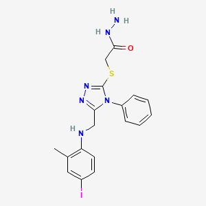 molecular formula C18H19IN6OS B1344430 2-[(5-{[(4-iodo-2-methylphenyl)amino]methyl}-4-phenyl-4H-1,2,4-triazol-3-yl)thio]acetohydrazide CAS No. 1071296-21-3