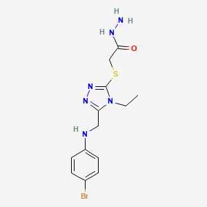 molecular formula C13H17BrN6OS B1344432 2-[(5-{[(4-bromophenyl)amino]methyl}-4-ethyl-4H-1,2,4-triazol-3-yl)thio]acetohydrazide CAS No. 1071351-36-4