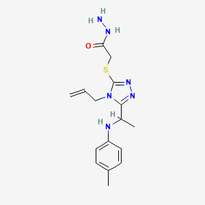 molecular formula C16H22N6OS B1344433 2-[(4-allyl-5-{1-[(4-methylphenyl)amino]ethyl}-4H-1,2,4-triazol-3-yl)thio]acetohydrazide CAS No. 1071296-39-3