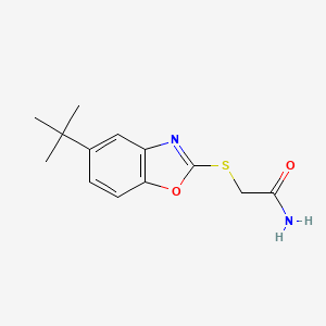 molecular formula C13H16N2O2S B1344436 2-[(5-叔丁基-1,3-苯并恶唑-2-基)硫代]乙酰胺 CAS No. 1048917-53-8