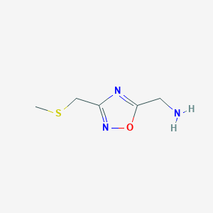 molecular formula C5H9N3OS B1344440 (3-((Methylthio)methyl)-1,2,4-oxadiazol-5-yl)methanamine CAS No. 915920-09-1