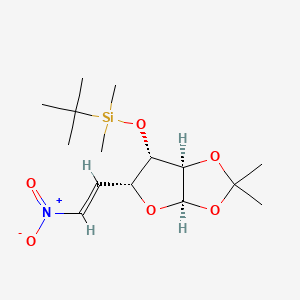 molecular formula C15H27NO6Si B13444424 (5E)-5,6-Dideoxy-3-O-[(1,1-dimethylethyl)dimethylsilyl]-1,2-O-(1-methylethylidene)-6-nitro-Alpha-D-xylo-hex-5-enofuranose 