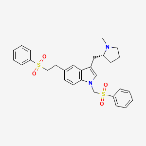 molecular formula C29H32N2O4S2 B13444454 3-[[(2R)-1-Methyl-2-pyrrolidinyl]methyl]-1,5-bis[2-(phenylsulfonyl)ethyl]-1H-indole 