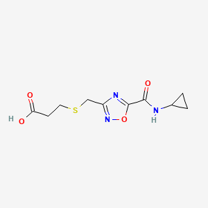 molecular formula C10H13N3O4S B1344449 3-[({5-[(Cyclopropylamino)carbonyl]-1,2,4-oxadiazol-3-yl}methyl)thio]propanoic acid CAS No. 1119449-70-5