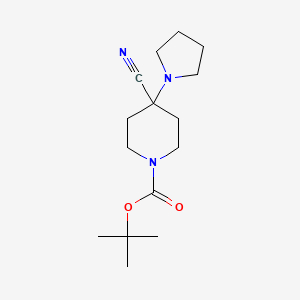 molecular formula C15H25N3O2 B1344450 叔丁基 4-氰基-4-吡咯烷-1-基哌啶-1-甲酸酯 CAS No. 1119452-74-2