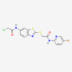 molecular formula C16H12BrClN4O2S2 B13444540 N-(5-bromopyridin-2-yl)-2-[[6-[(2-chloroacetyl)amino]-1,3-benzothiazol-2-yl]sulfanyl]acetamide 